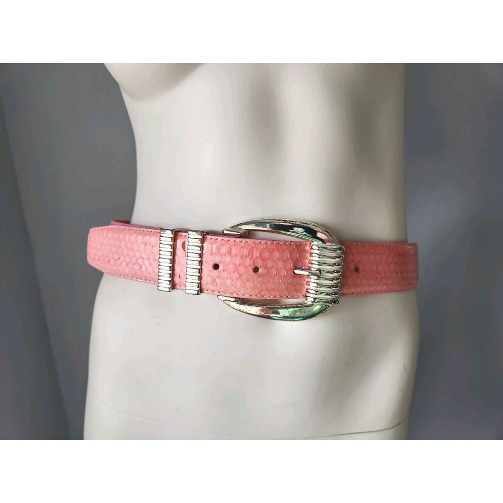 Vintage Pink Genuine Snakeskin Belt Silver Colored Buckle Ritz Small‎ Medium S/M